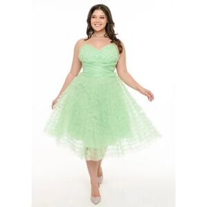 Unique Vintage Green Midi Dress